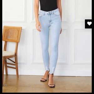 Kancan USA high rise super skinny light blue jeans.